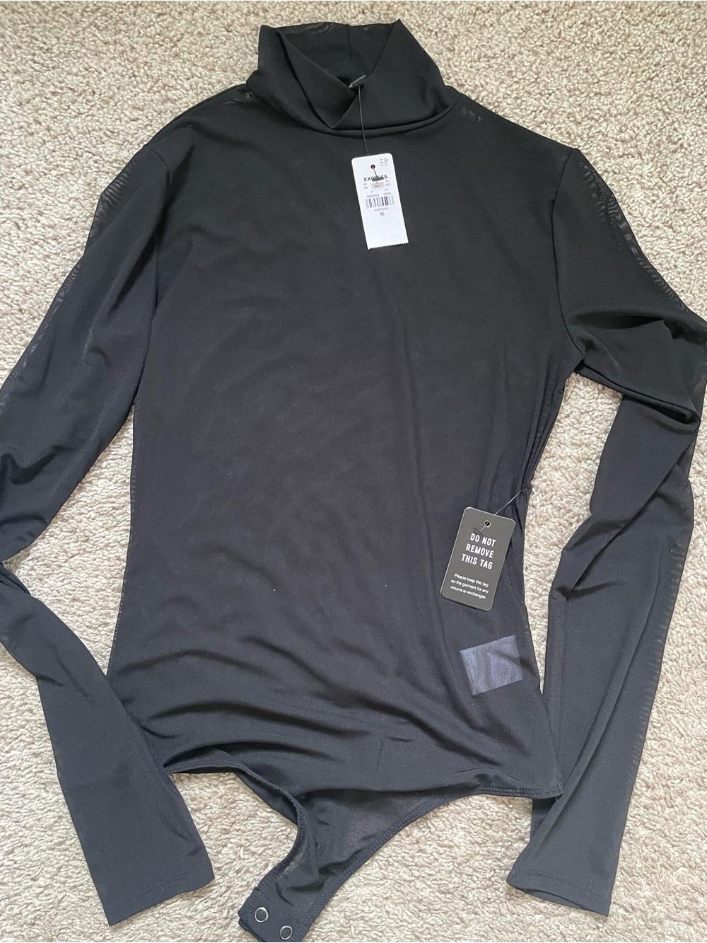 Express Black Long-Sleeve Turtleneck Bodysuit